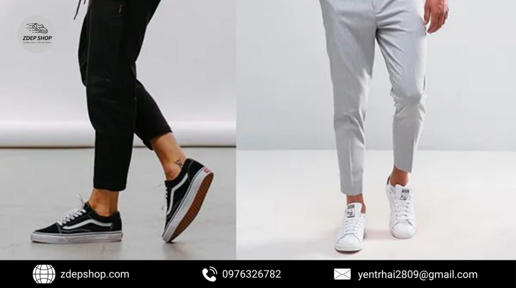 Giày sneaker phối quần âu Bí quyết mặc đẹp cực trendy